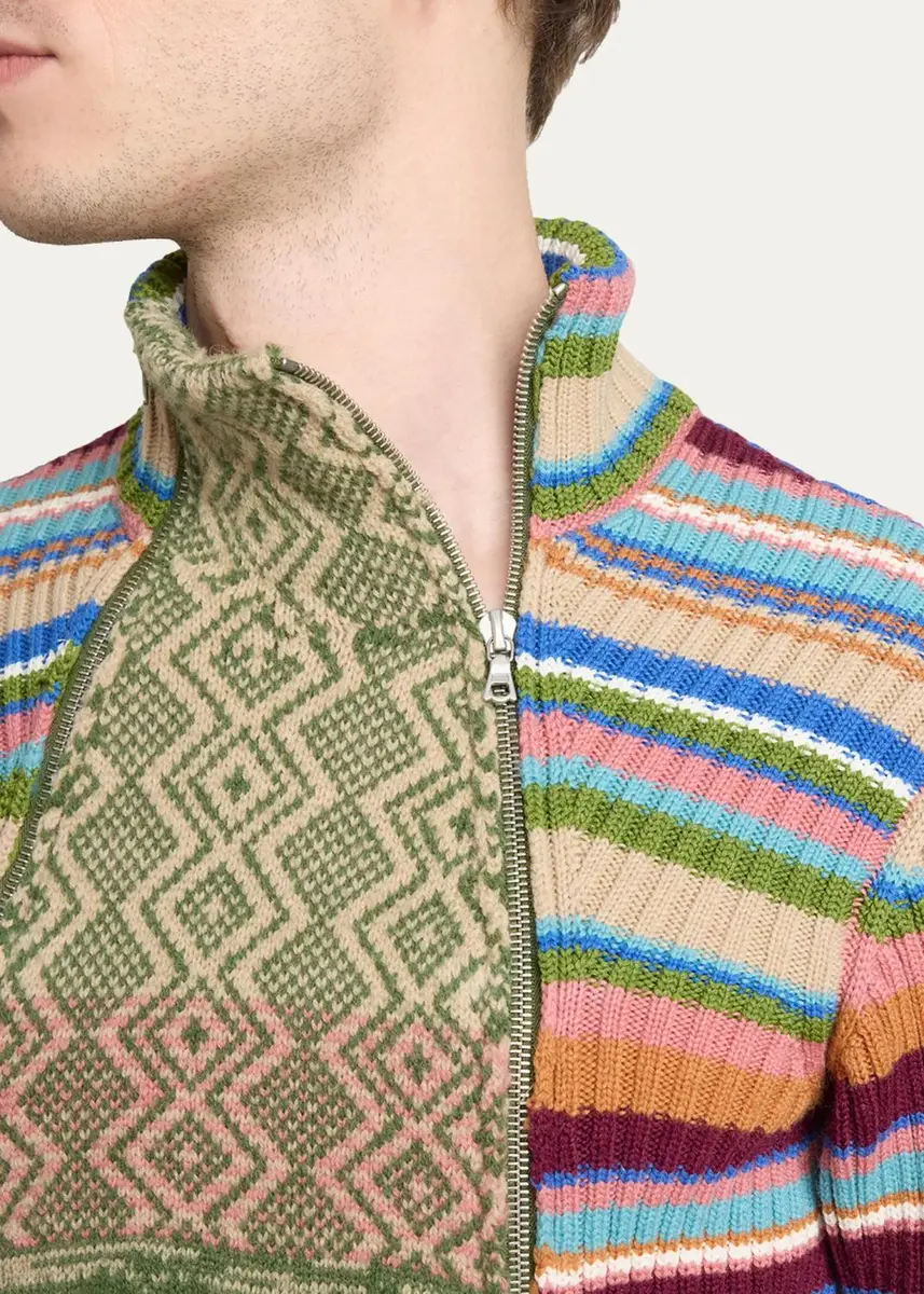 Dries Van Noten Striped Wool Rib-Knit Cardigan | Thumbnail 5 Dries Van Noten Striped Wool Rib-Knit Cardigan | Thumbnail 5