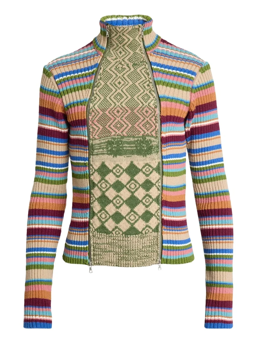 Striped Wool Rib-Knit Cardigan Striped Wool Rib-Knit Cardigan