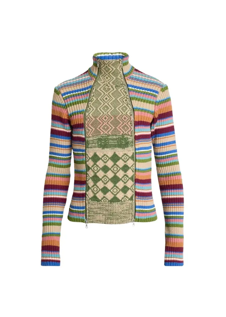 Dries Van Noten Striped Wool Rib-Knit Cardigan