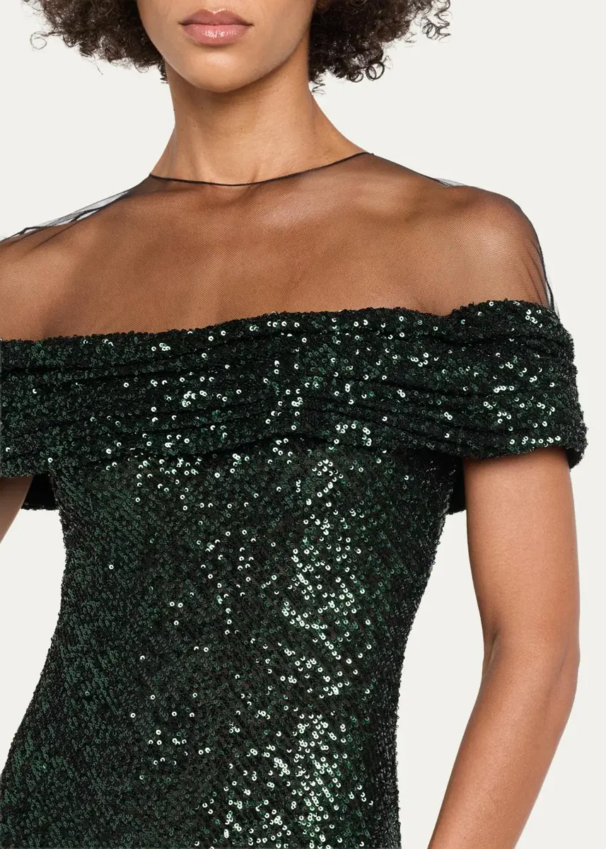 Naeem Khan Off-The-Shoulder Sequined Illusion Gown | Thumbnail 5 Naeem Khan Off-The-Shoulder Sequined Illusion Gown | Thumbnail 5