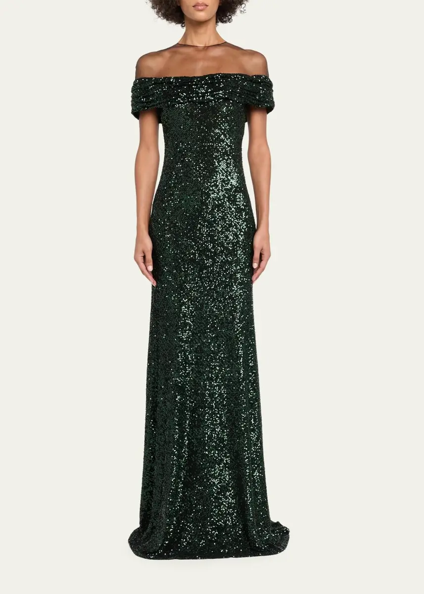 Naeem Khan Off-The-Shoulder Sequined Illusion Gown | Thumbnail 6 Naeem Khan Off-The-Shoulder Sequined Illusion Gown | Thumbnail 6