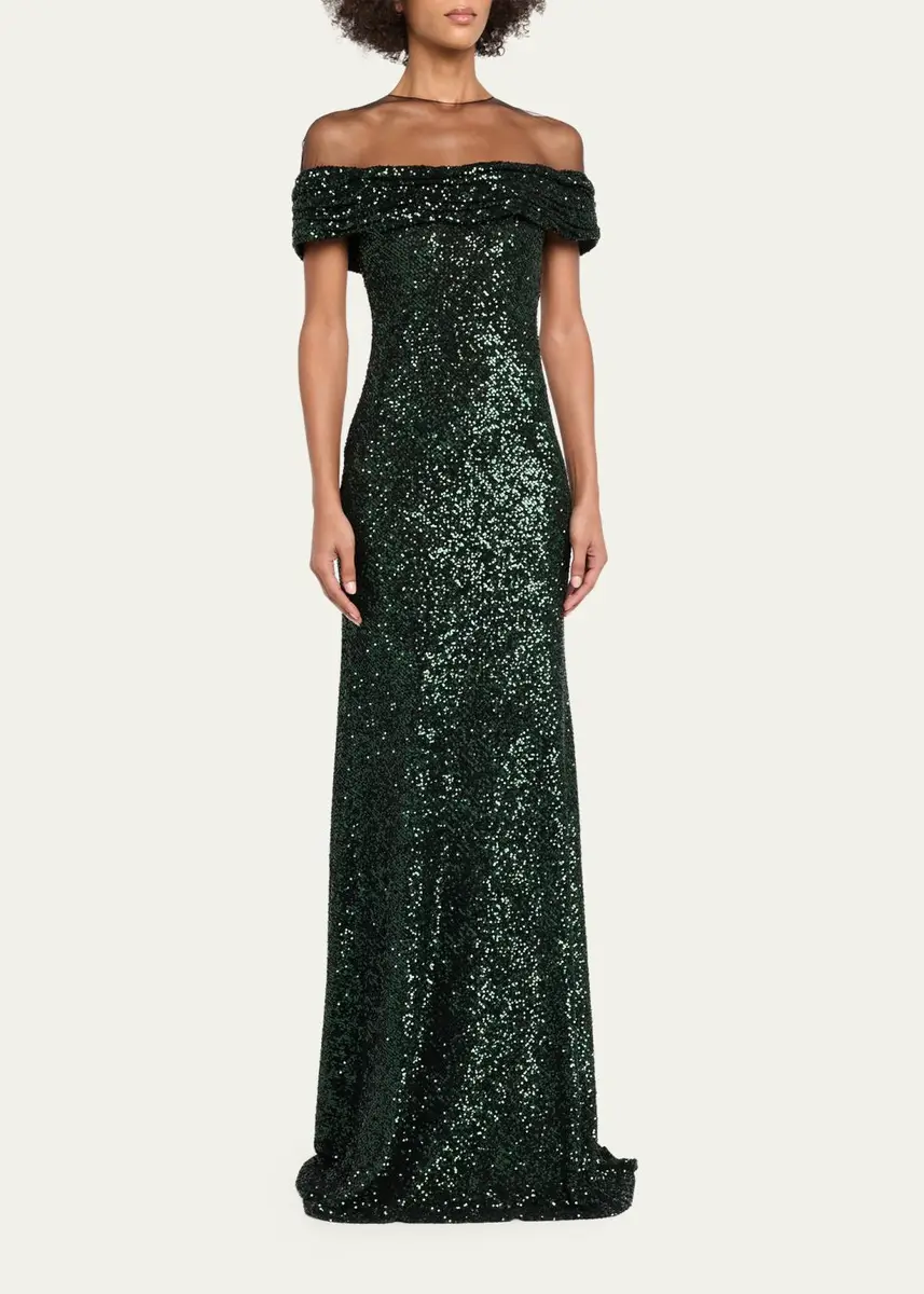 Naeem Khan Off-The-Shoulder Sequined Illusion Gown | Thumbnail 8 Naeem Khan Off-The-Shoulder Sequined Illusion Gown | Thumbnail 8