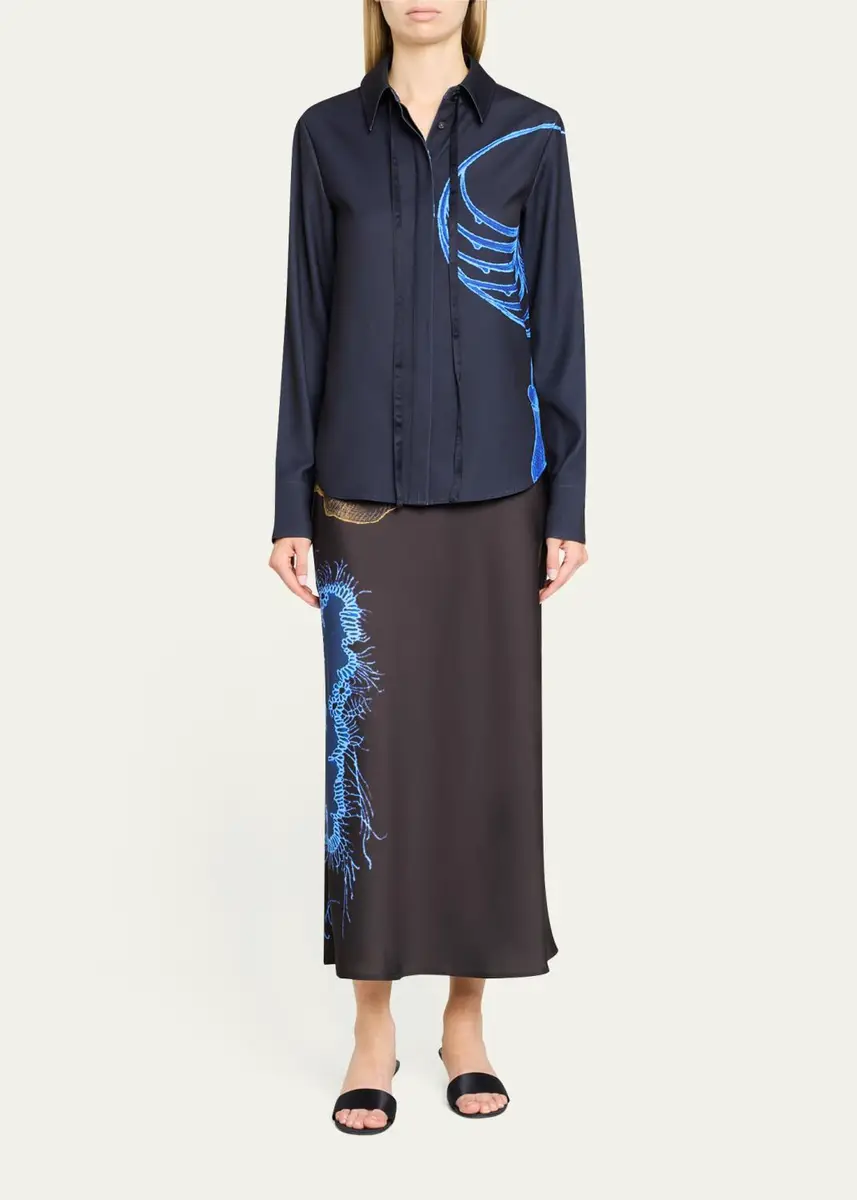 Jason Wu Collection Printed Crepe Satin Bias Midi Skirt | Thumbnail 2 Jason Wu Collection Printed Crepe Satin Bias Midi Skirt | Thumbnail 2