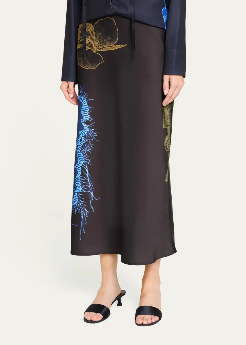 Jason Wu Collection Printed Crepe Satin Bias Midi Skirt | Thumbnail 4 Jason Wu Collection Printed Crepe Satin Bias Midi Skirt | Thumbnail 4