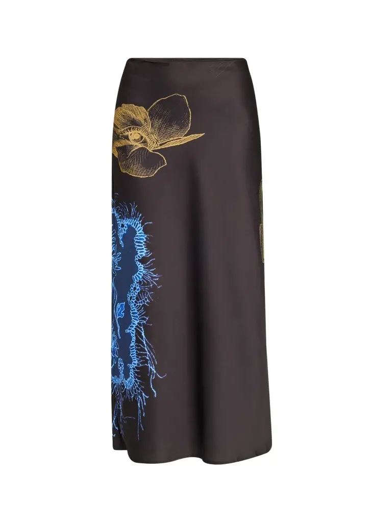 Jason Wu Collection Printed Crepe Satin Bias Midi Skirt