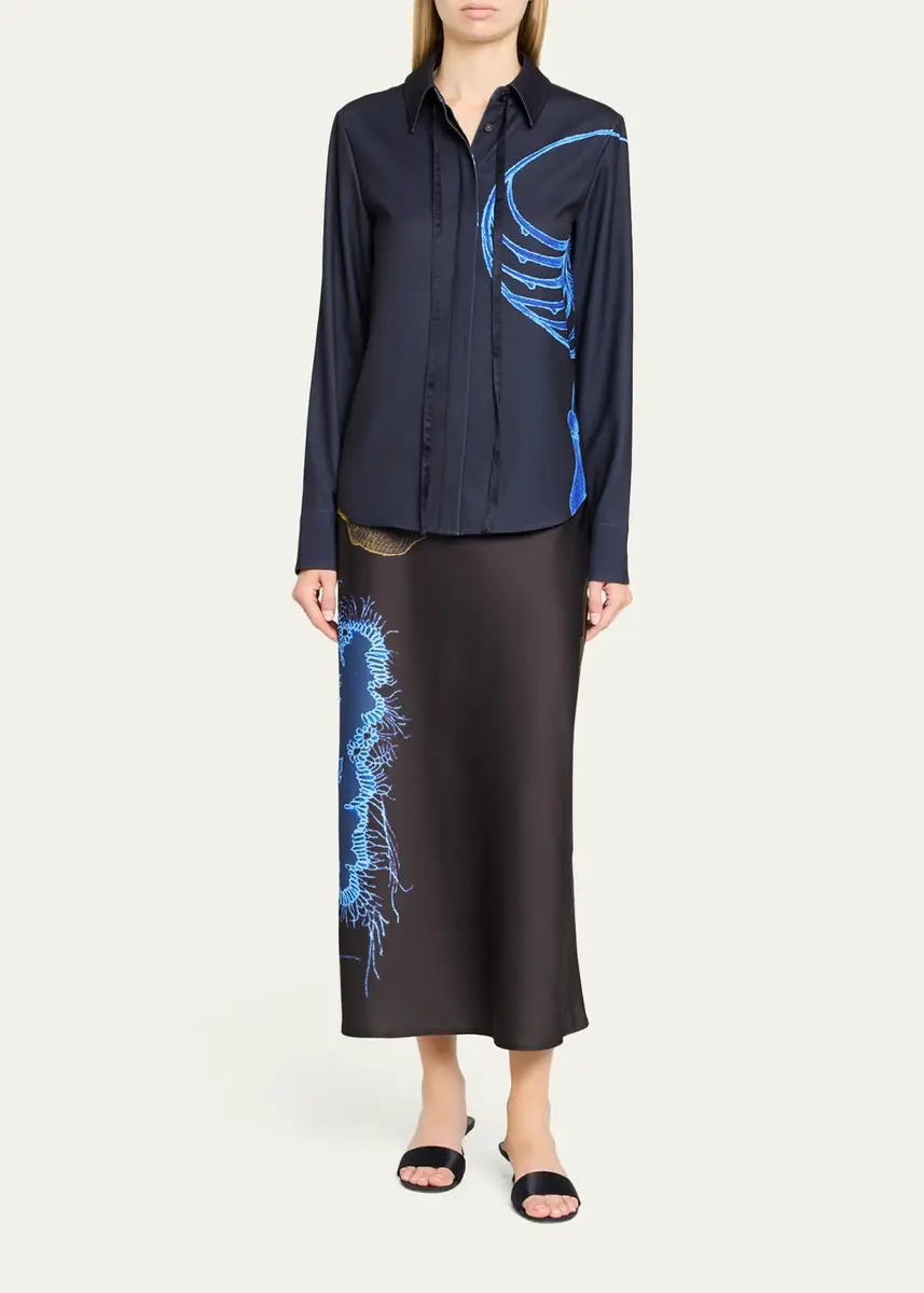 Jason Wu Collection Crepe Satin Tie-Neck Button-Down Shirt | Thumbnail 2 Jason Wu Collection Crepe Satin Tie-Neck Button-Down Shirt | Thumbnail 2