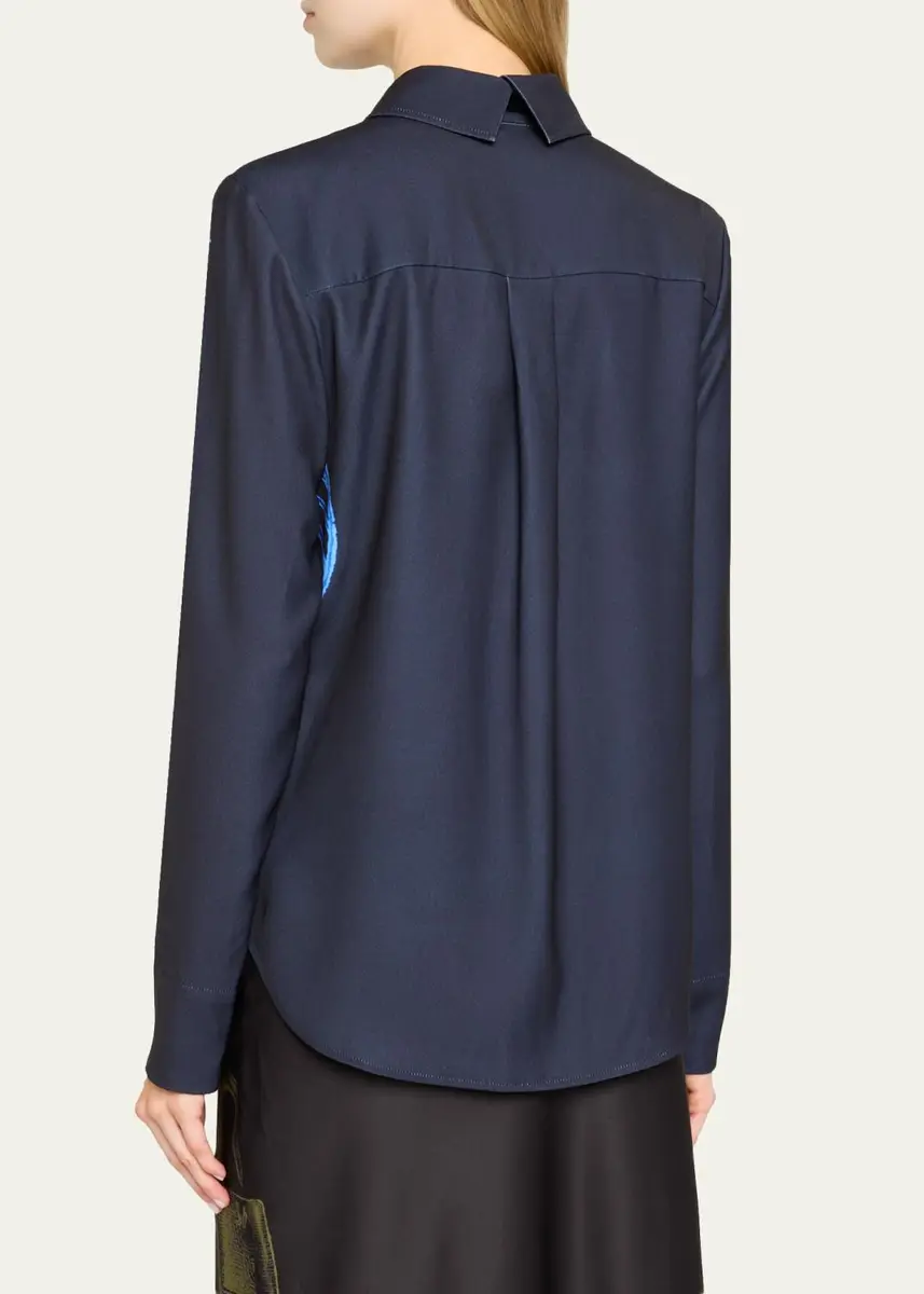 Jason Wu Collection Crepe Satin Tie-Neck Button-Down Shirt | Thumbnail 3 Jason Wu Collection Crepe Satin Tie-Neck Button-Down Shirt | Thumbnail 3
