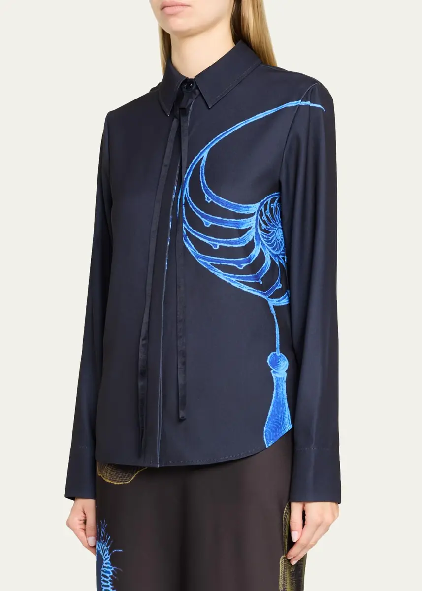 Jason Wu Collection Crepe Satin Tie-Neck Button-Down Shirt | Thumbnail 4 Jason Wu Collection Crepe Satin Tie-Neck Button-Down Shirt | Thumbnail 4