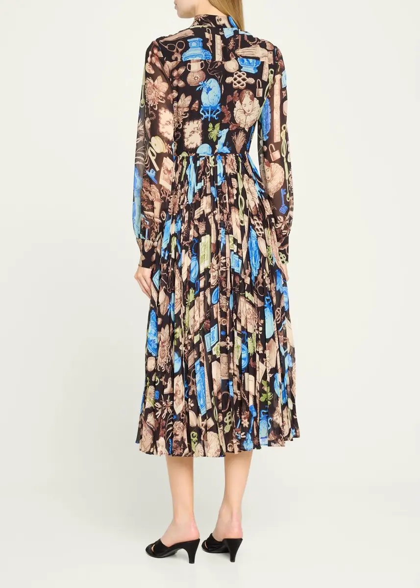 Jason Wu Collection Tie-Neck Pleated Chiffon Long-Sleeve Midi Dress | Thumbnail 3 Jason Wu Collection Tie-Neck Pleated Chiffon Long-Sleeve Midi Dress | Thumbnail 3