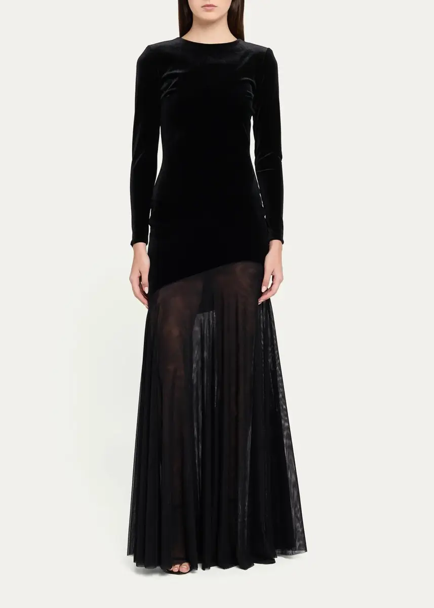 Chiara Boni La Petite Robe Janina Velvet A-Line Gown | Thumbnail 2 Chiara Boni La Petite Robe Janina Velvet A-Line Gown | Thumbnail 2