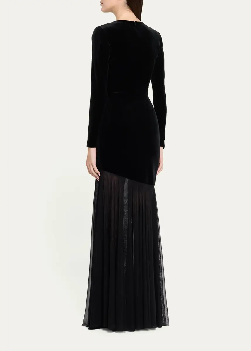 Chiara Boni La Petite Robe Janina Velvet A-Line Gown | Thumbnail 3 Chiara Boni La Petite Robe Janina Velvet A-Line Gown | Thumbnail 3
