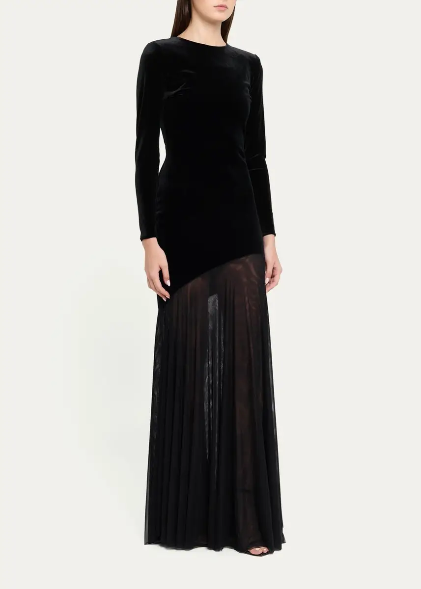 Chiara Boni La Petite Robe Janina Velvet A-Line Gown | Thumbnail 4 Chiara Boni La Petite Robe Janina Velvet A-Line Gown | Thumbnail 4