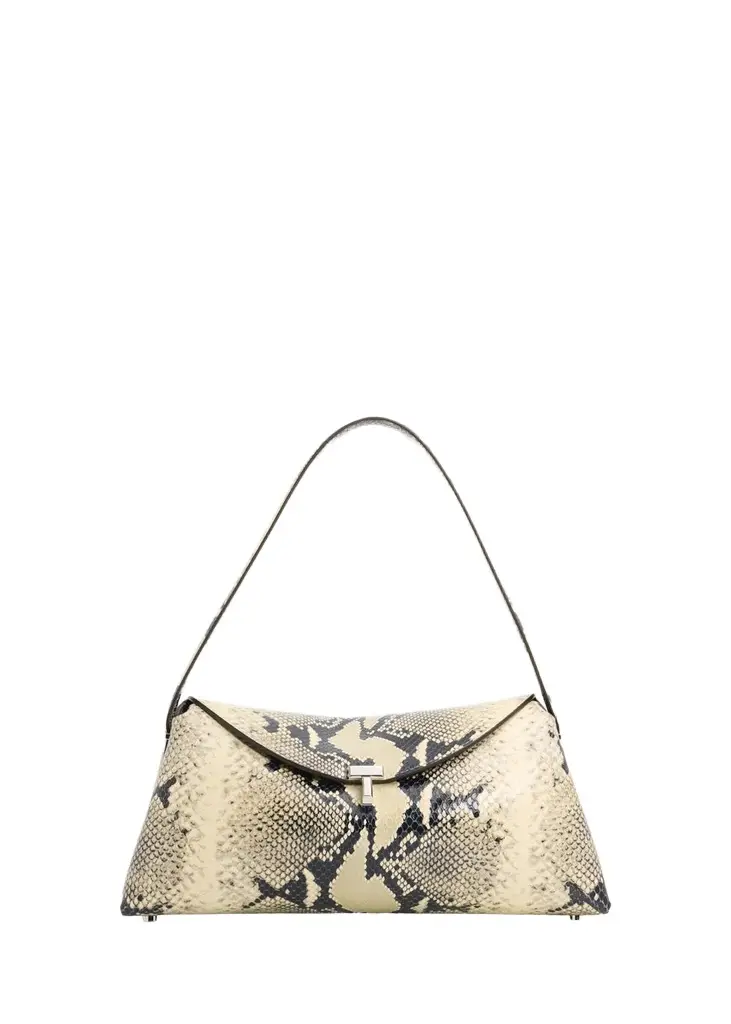 TOTEME T-Lock Python-Embossed Leather Shoulder Bag