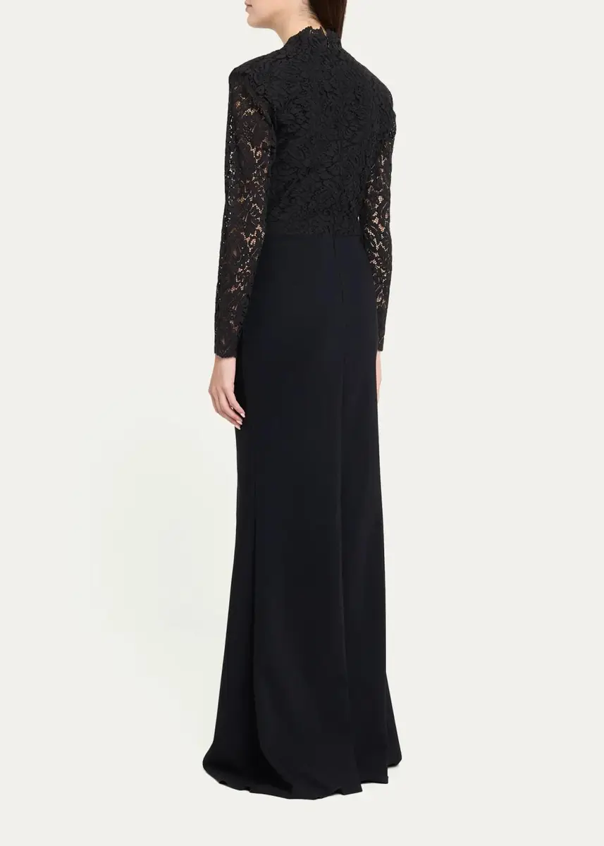 Chiara Boni La Petite Robe Tilia Lace Long-Sleeve Trumpet Gown | Thumbnail 3 Chiara Boni La Petite Robe Tilia Lace Long-Sleeve Trumpet Gown | Thumbnail 3