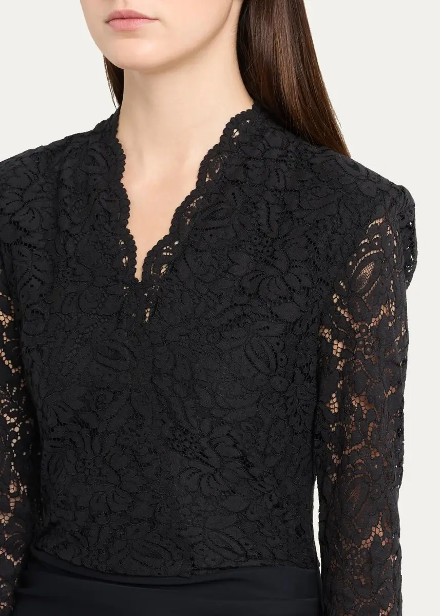 Chiara Boni La Petite Robe Tilia Lace Long-Sleeve Trumpet Gown | Thumbnail 5 Chiara Boni La Petite Robe Tilia Lace Long-Sleeve Trumpet Gown | Thumbnail 5