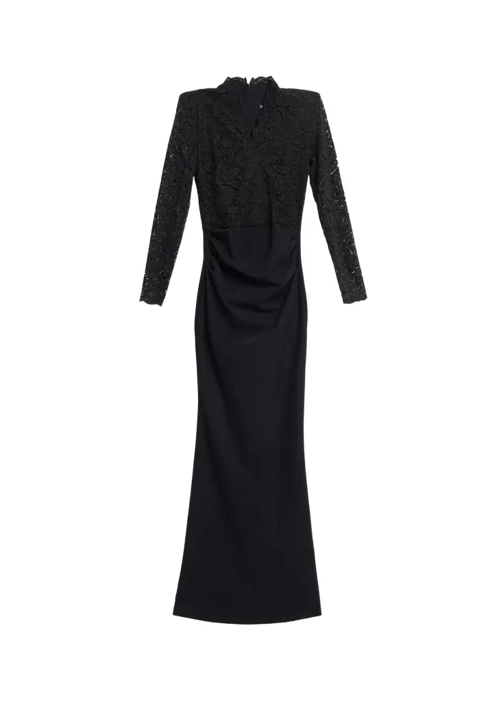 Chiara Boni La Petite Robe Tilia Lace Long-Sleeve Trumpet Gown