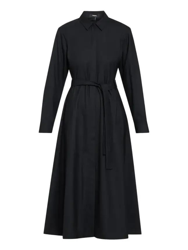 Long-Sleeve Belted Midi Shirtdress Long-Sleeve Belted Midi Shirtdress