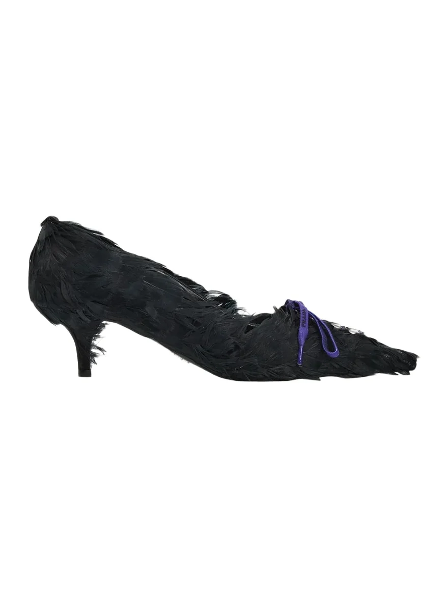 Prada 55mm Feather Lace-Up Pumps