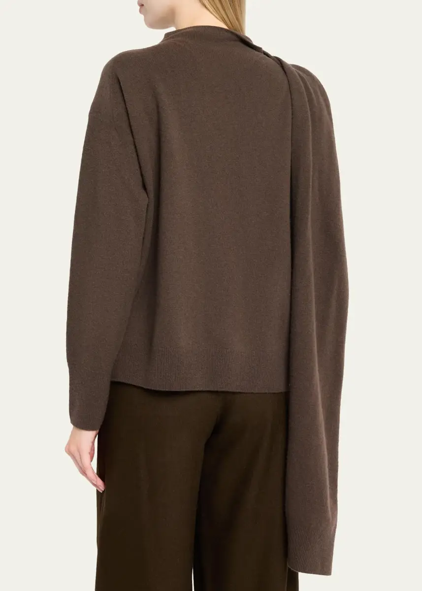 Vince Draped-Shawl Fringed Wool-Cashmere Sweater | Thumbnail 3