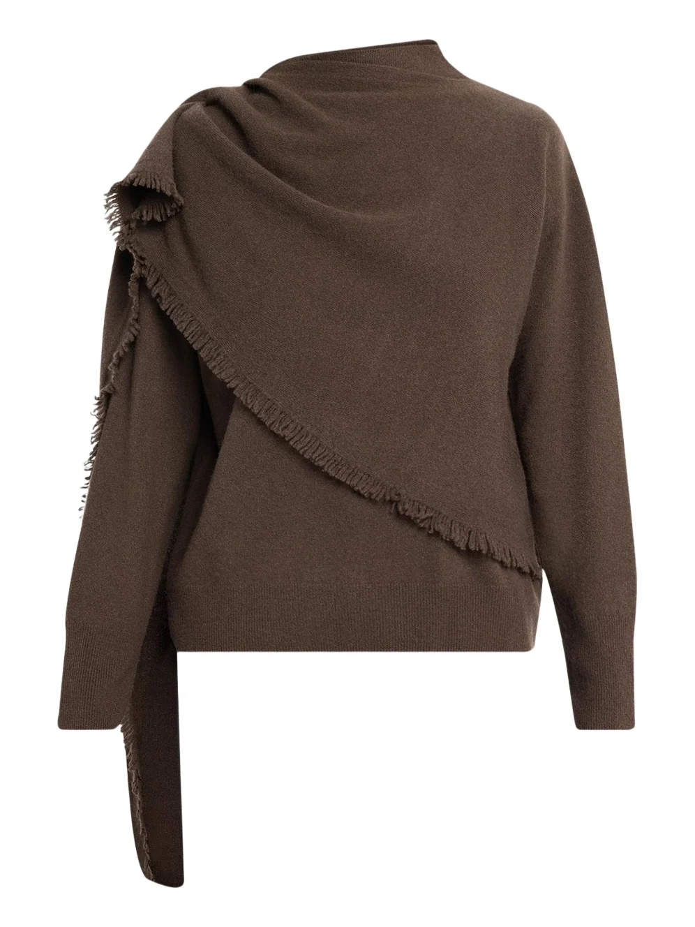Vince Draped-Shawl Fringed Wool-Cashmere Sweater
