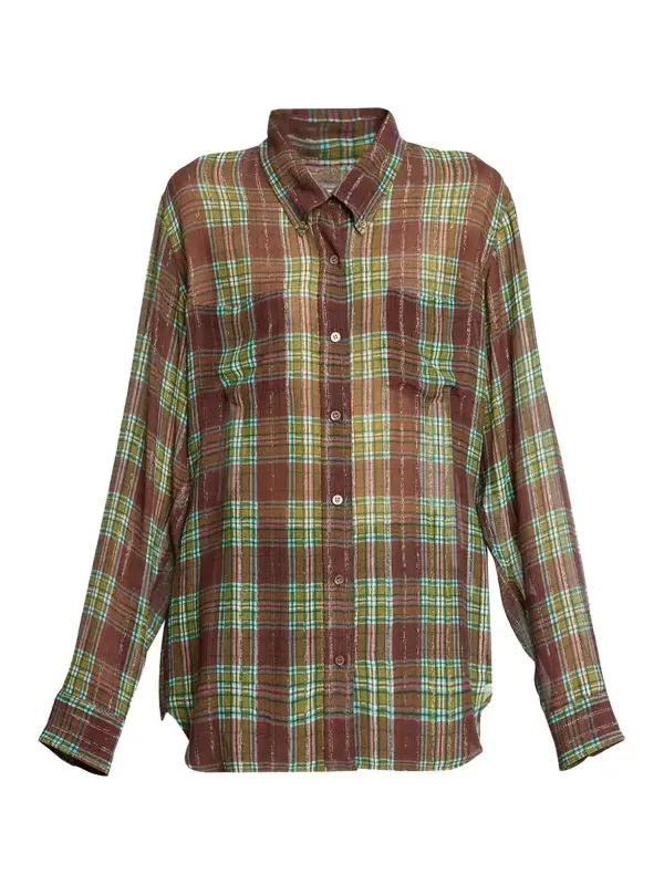 Dries Van Noten Plaid Silk-Blend Button-Front Shirt