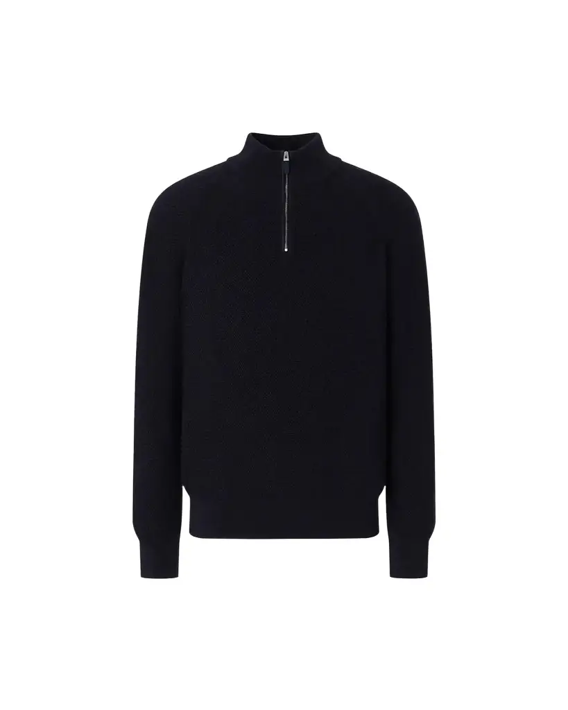 Zegna Men's Cashmere Texture-Knit Quarter-Zip Sweater