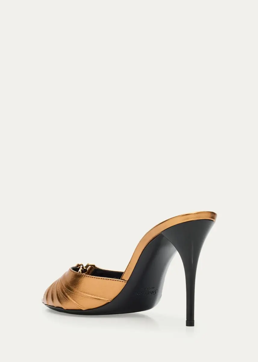 Saint Laurent Babylone Ruched Leather Mule Sandals | Thumbnail 4 Saint Laurent Babylone Ruched Leather Mule Sandals | Thumbnail 4