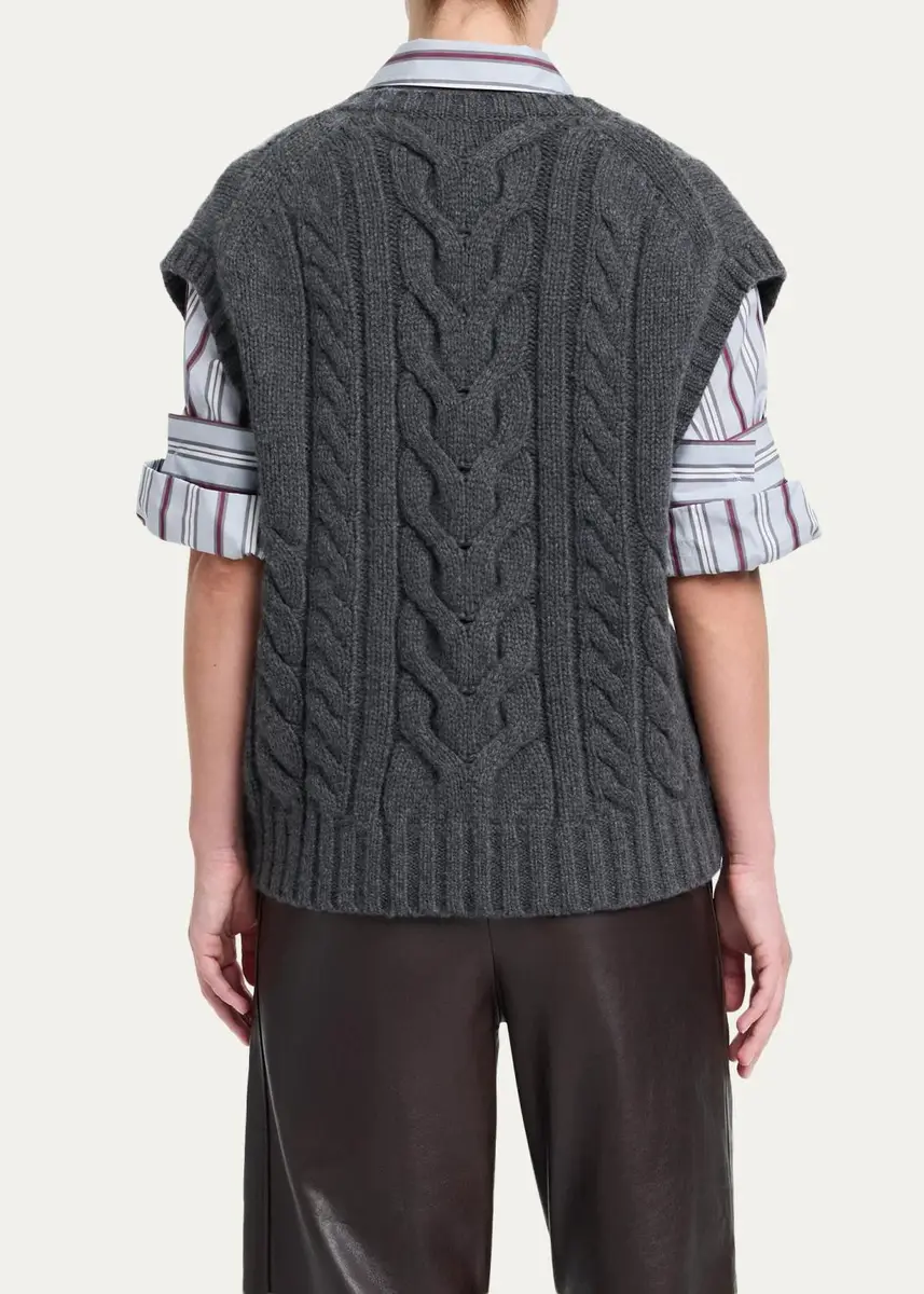 TWP Pops Cable-Knit Cashmere Vest | Thumbnail 3 TWP Pops Cable-Knit Cashmere Vest | Thumbnail 3