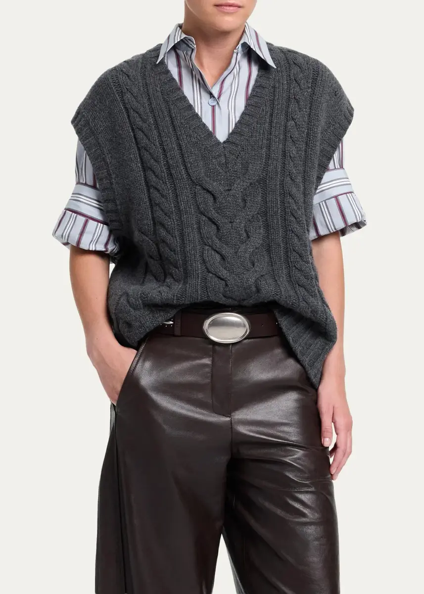 TWP Pops Cable-Knit Cashmere Vest | Thumbnail 4 TWP Pops Cable-Knit Cashmere Vest | Thumbnail 4