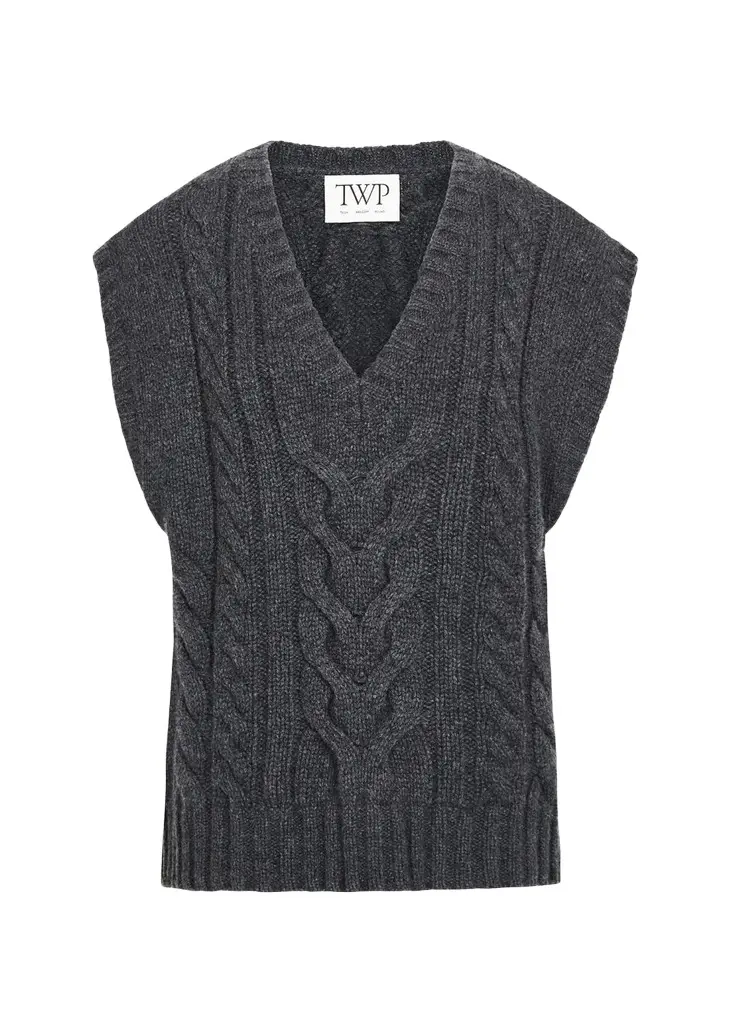 TWP Pops Cable-Knit Cashmere Vest