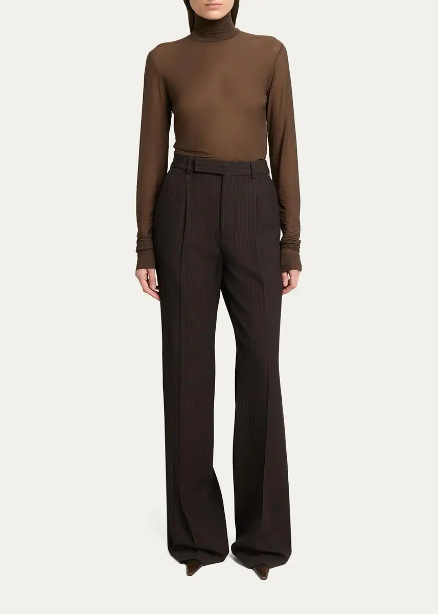 Saint Laurent Turtleneck Sheer Jersey Stretch Long-Sleeve Top | Thumbnail 2 Saint Laurent Turtleneck Sheer Jersey Stretch Long-Sleeve Top | Thumbnail 2