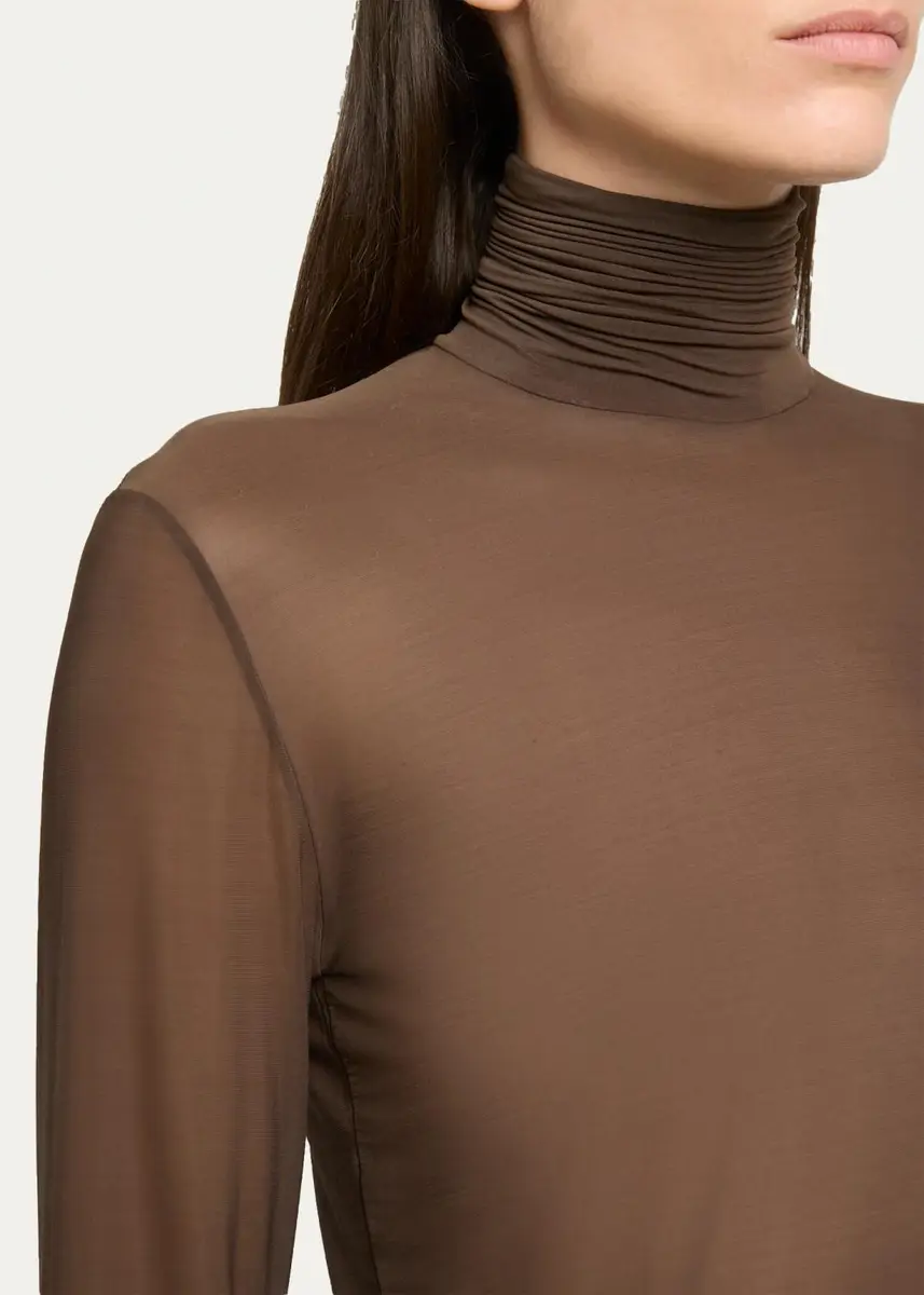 Saint Laurent Turtleneck Sheer Jersey Stretch Long-Sleeve Top | Thumbnail 5 Saint Laurent Turtleneck Sheer Jersey Stretch Long-Sleeve Top | Thumbnail 5