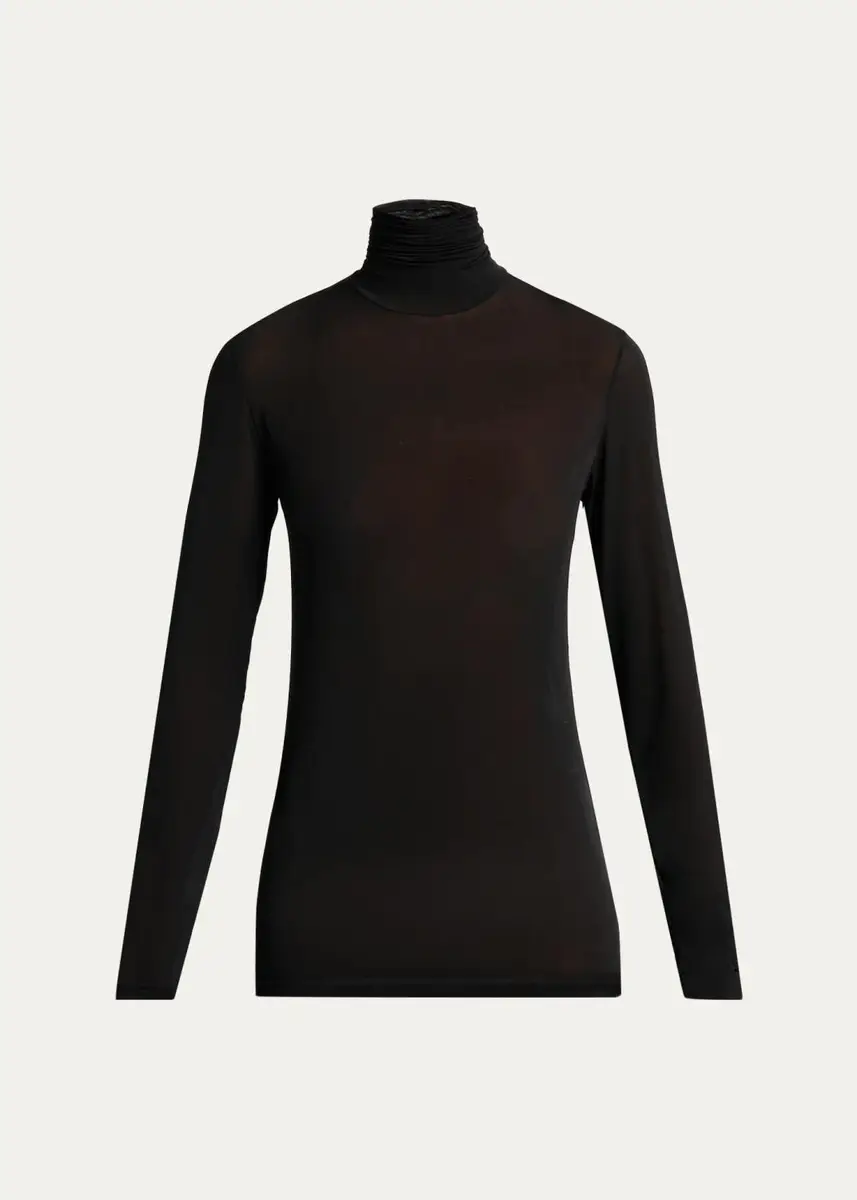 Saint Laurent Turtleneck Sheer Jersey Stretch Long-Sleeve Top | Thumbnail 6 Saint Laurent Turtleneck Sheer Jersey Stretch Long-Sleeve Top | Thumbnail 6