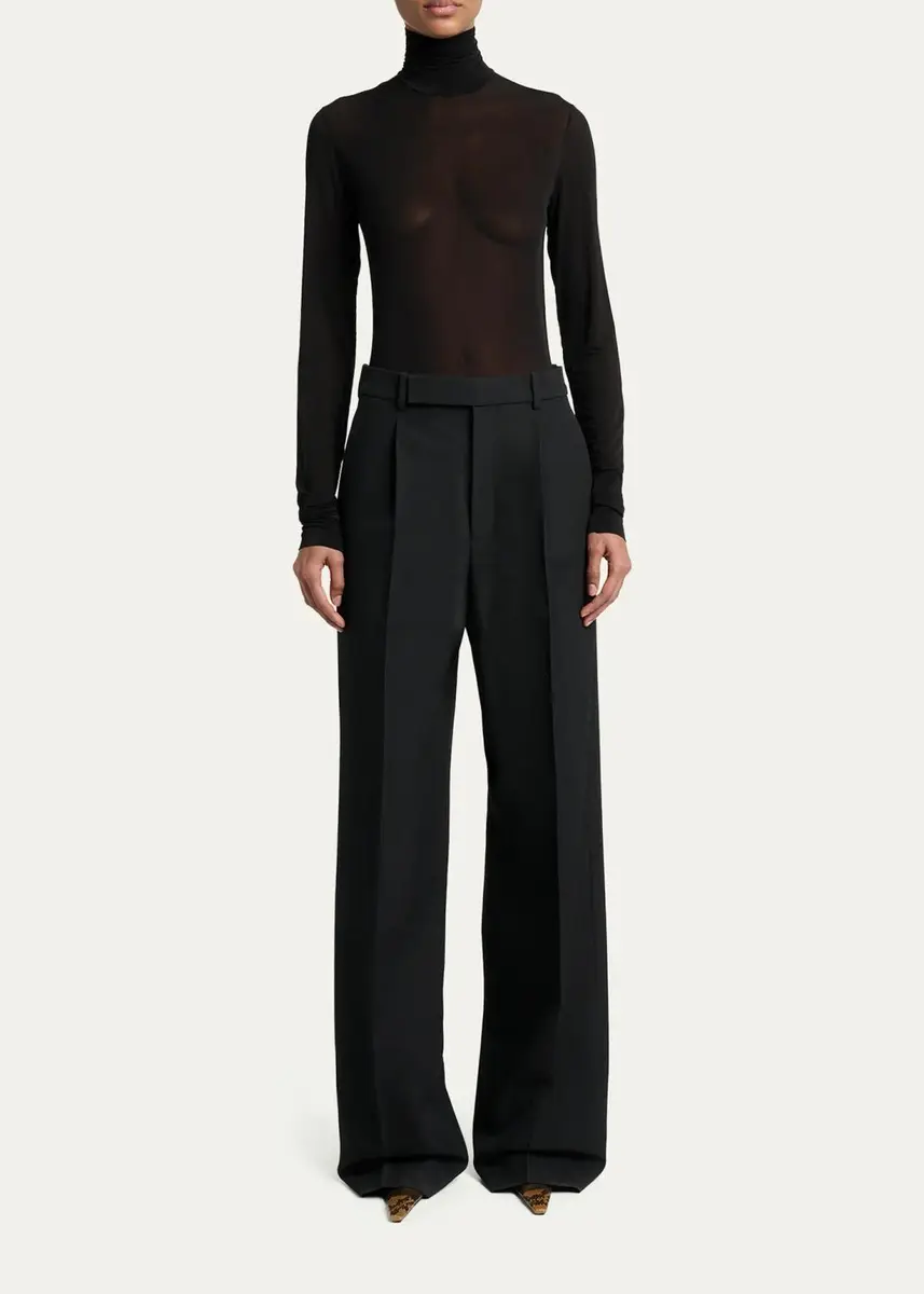Saint Laurent Turtleneck Sheer Jersey Stretch Long-Sleeve Top | Thumbnail 7 Saint Laurent Turtleneck Sheer Jersey Stretch Long-Sleeve Top | Thumbnail 7
