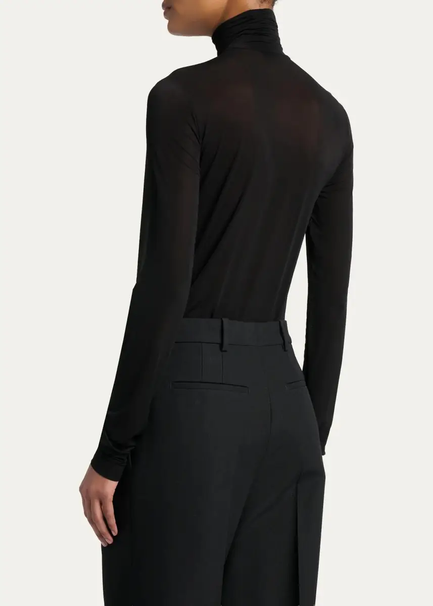 Saint Laurent Turtleneck Sheer Jersey Stretch Long-Sleeve Top | Thumbnail 8 Saint Laurent Turtleneck Sheer Jersey Stretch Long-Sleeve Top | Thumbnail 8