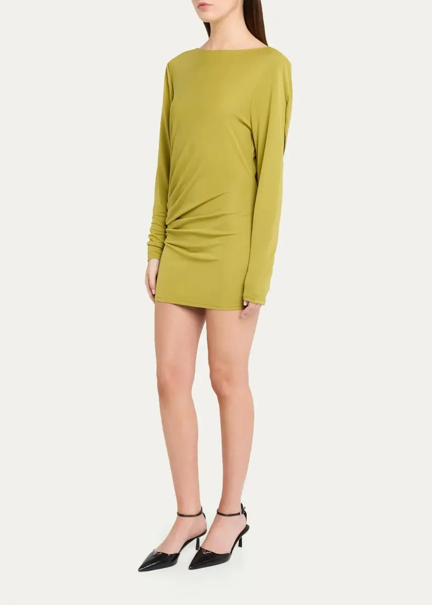 Ronny Kobo Nia Draped Bateau-Neck Jersey Mini Dress | Thumbnail 4 Ronny Kobo Nia Draped Bateau-Neck Jersey Mini Dress | Thumbnail 4