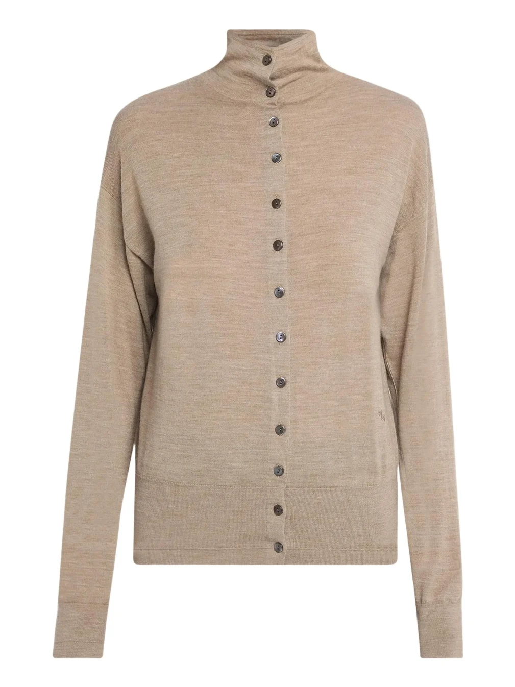 Mock-Neck Wool Cardigan
