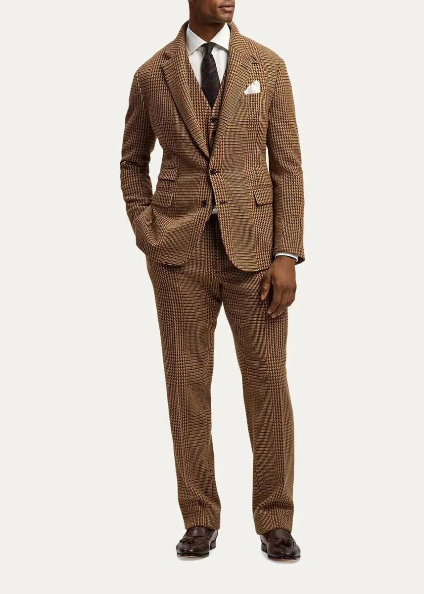 Ralph Lauren Purple Label Men's Glenn Hand-Tailored Plaid Suit Trousers | Thumbnail 2