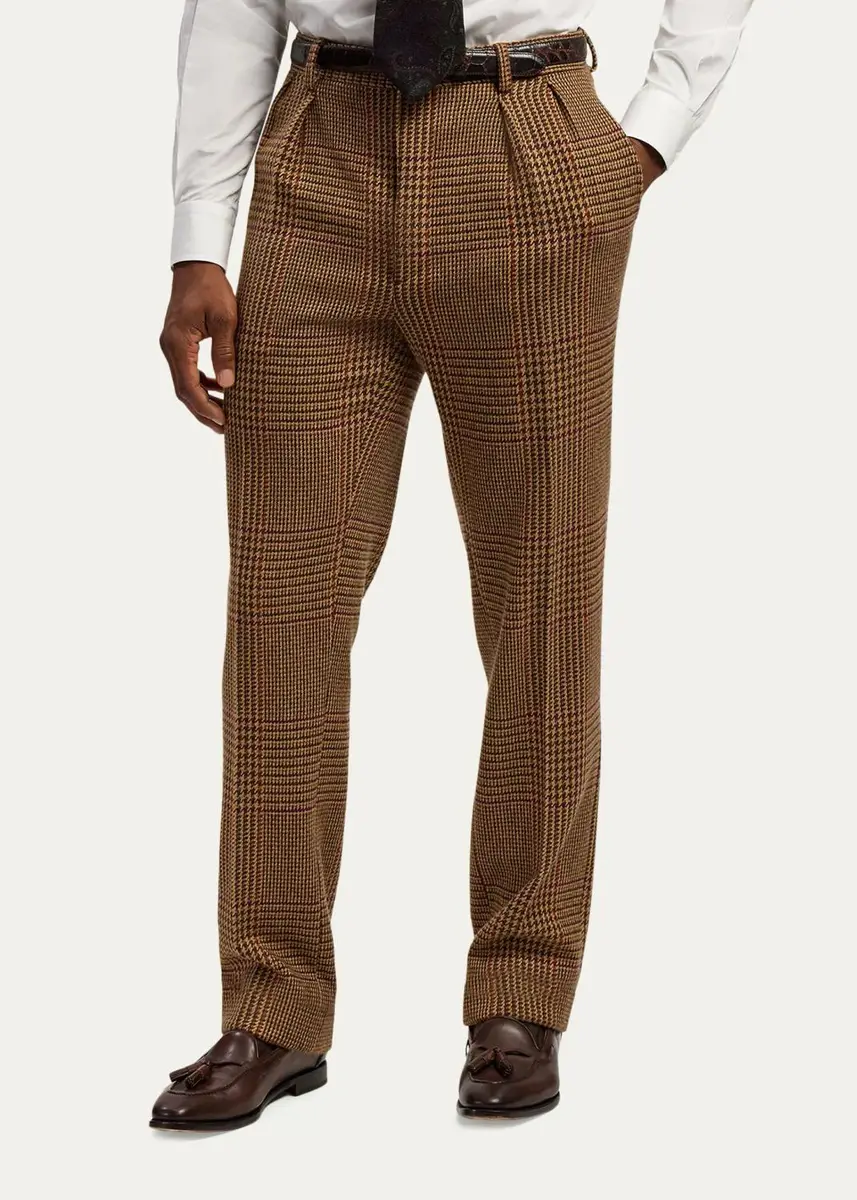 Ralph Lauren Purple Label Men's Glenn Hand-Tailored Plaid Suit Trousers | Thumbnail 4