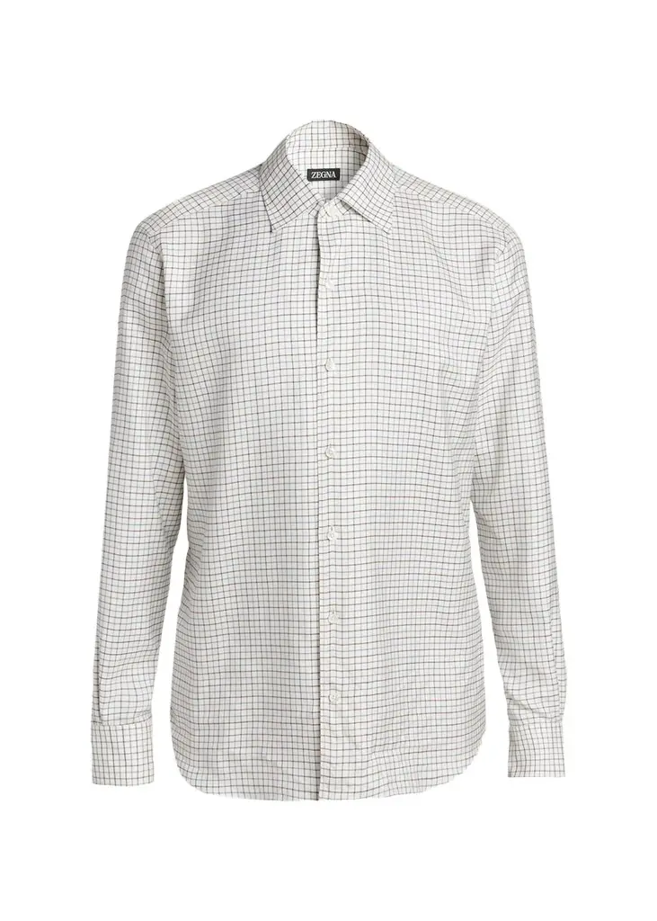 Zegna Men's Silk Grid Check Sport Shirt