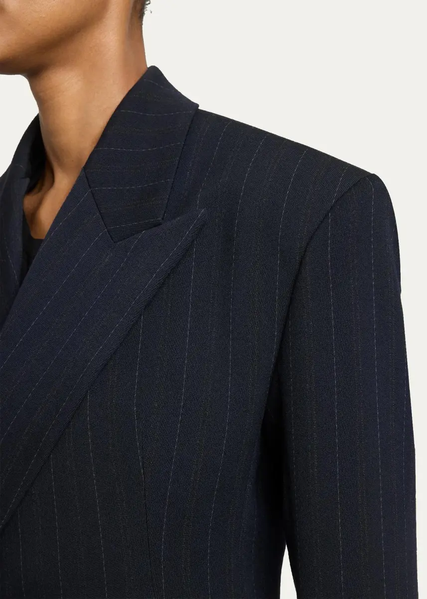 Saint Laurent Chalk Stripe Double-Breasted Wool Blazer Jacket | Thumbnail 5 Saint Laurent Chalk Stripe Double-Breasted Wool Blazer Jacket | Thumbnail 5