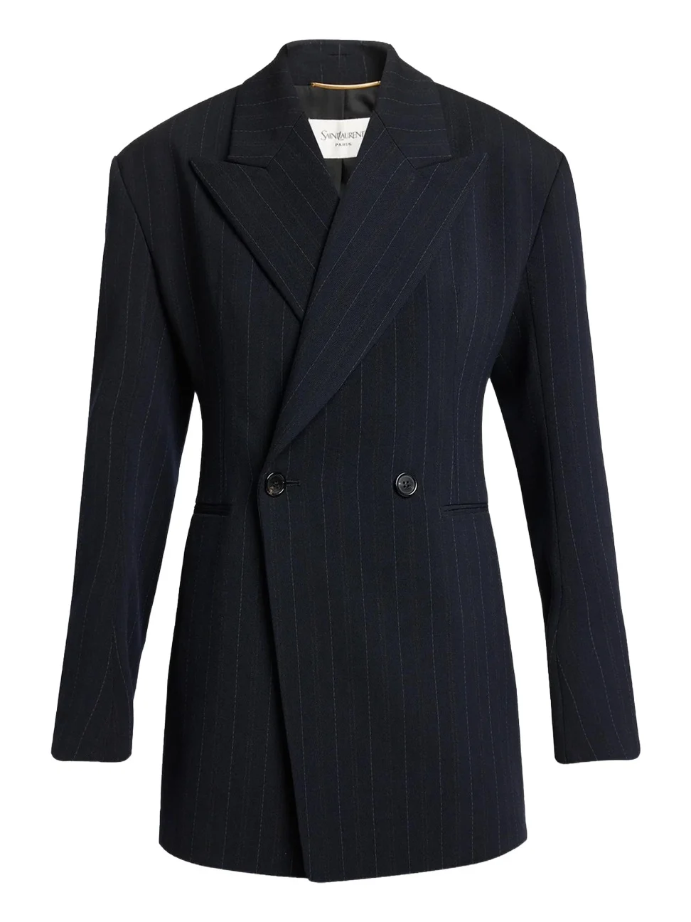 Saint Laurent Chalk Stripe Double-Breasted Wool Blazer Jacket