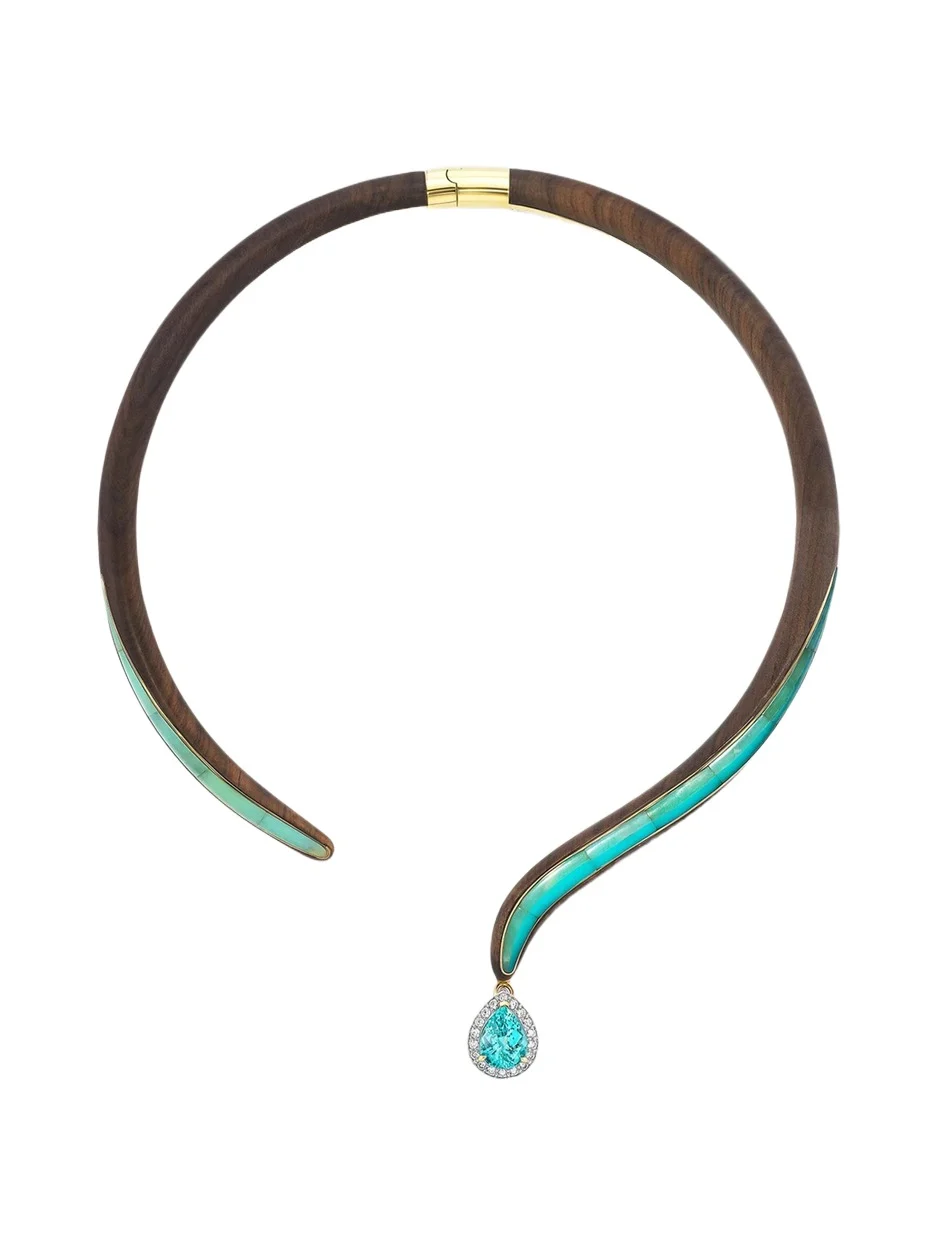18K Yellow Gold Paraiba Collar Necklace 18K Yellow Gold Paraiba Collar Necklace