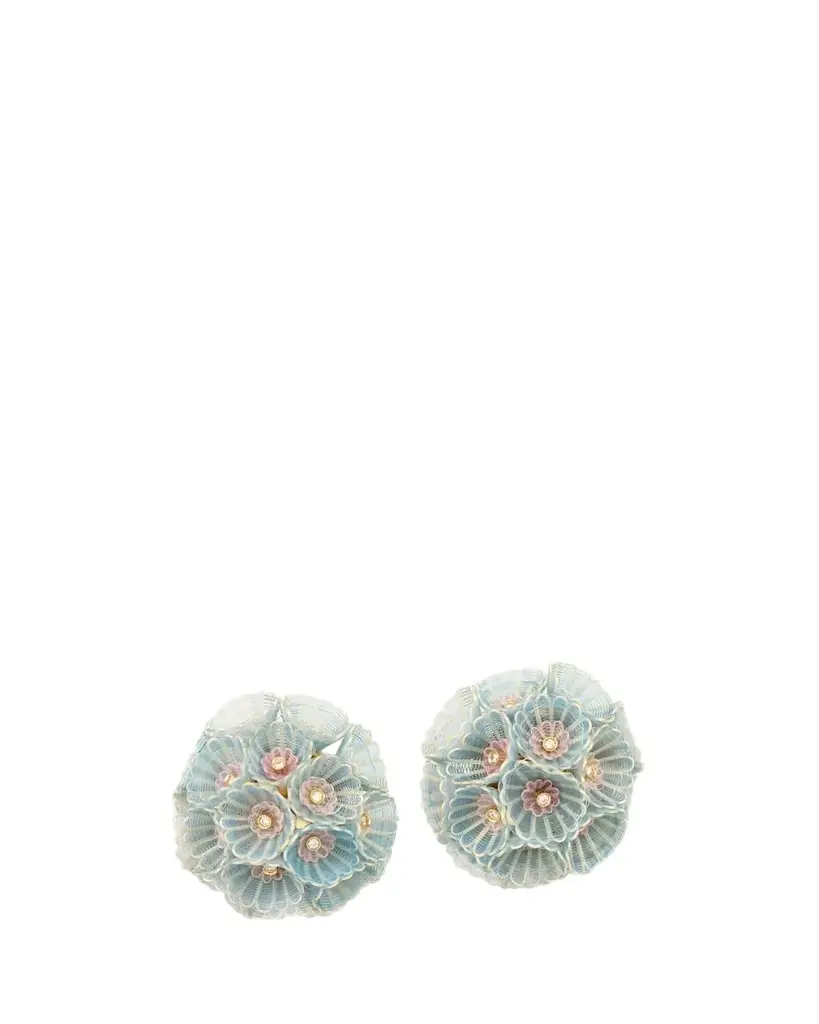 18K Blue and Lilac Horsehair Earrings with Diamonds 18K Blue and Lilac Horsehair Earrings with Diamonds
