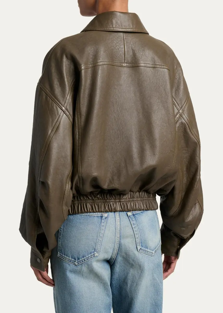 Saint Laurent Grained Lambskin Leather Bomber Jacket | Thumbnail 3 Saint Laurent Grained Lambskin Leather Bomber Jacket | Thumbnail 3