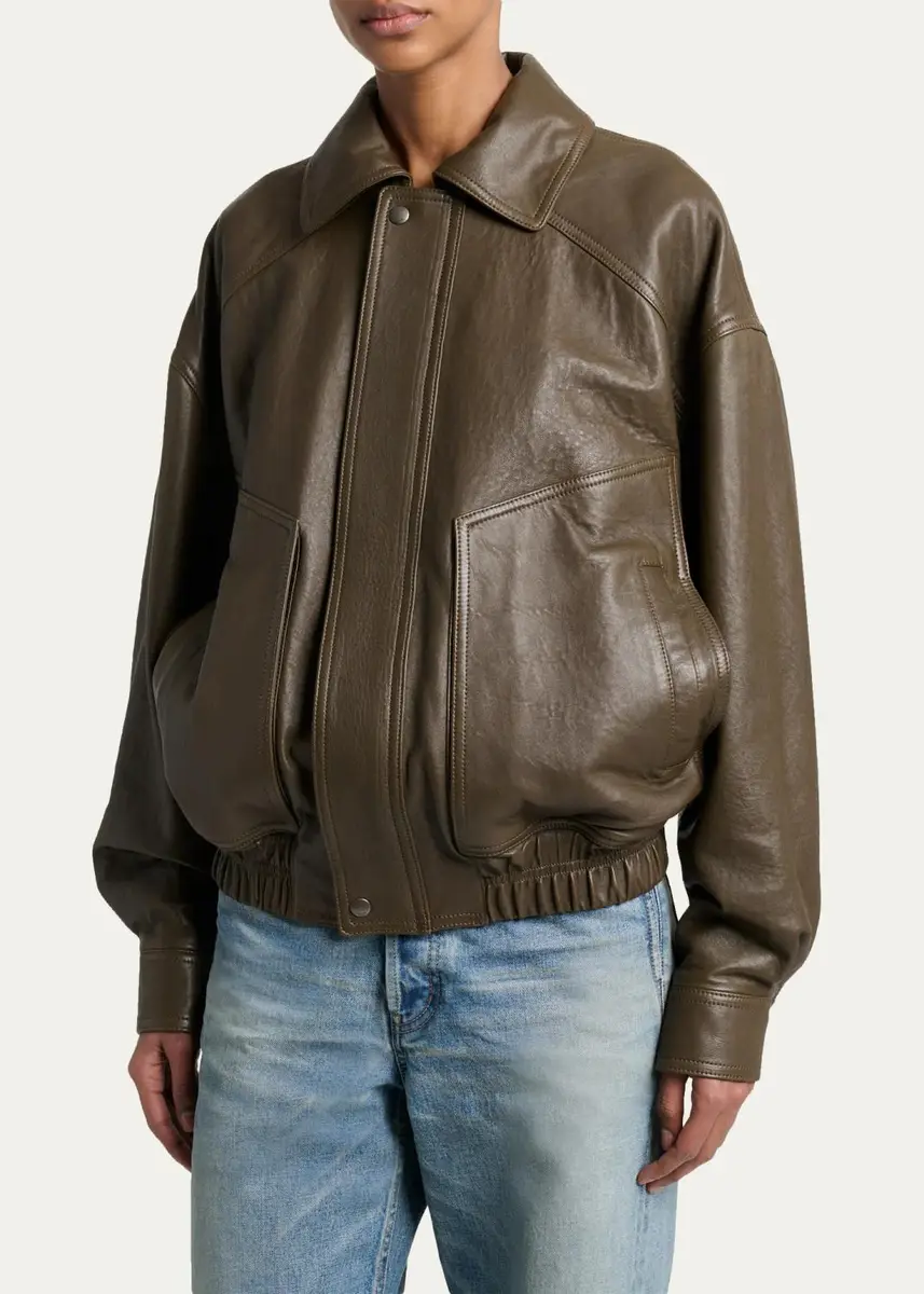 Saint Laurent Grained Lambskin Leather Bomber Jacket | Thumbnail 4 Saint Laurent Grained Lambskin Leather Bomber Jacket | Thumbnail 4