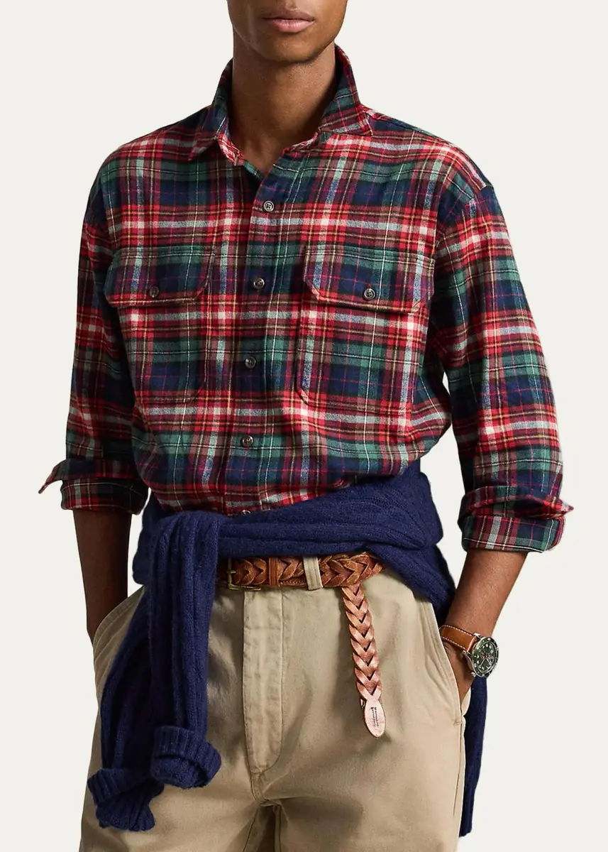 Polo Ralph Lauren Men's Classic-Fit Plaid Flannel Workshirt | Thumbnail 2 Polo Ralph Lauren Men's Classic-Fit Plaid Flannel Workshirt | Thumbnail 2