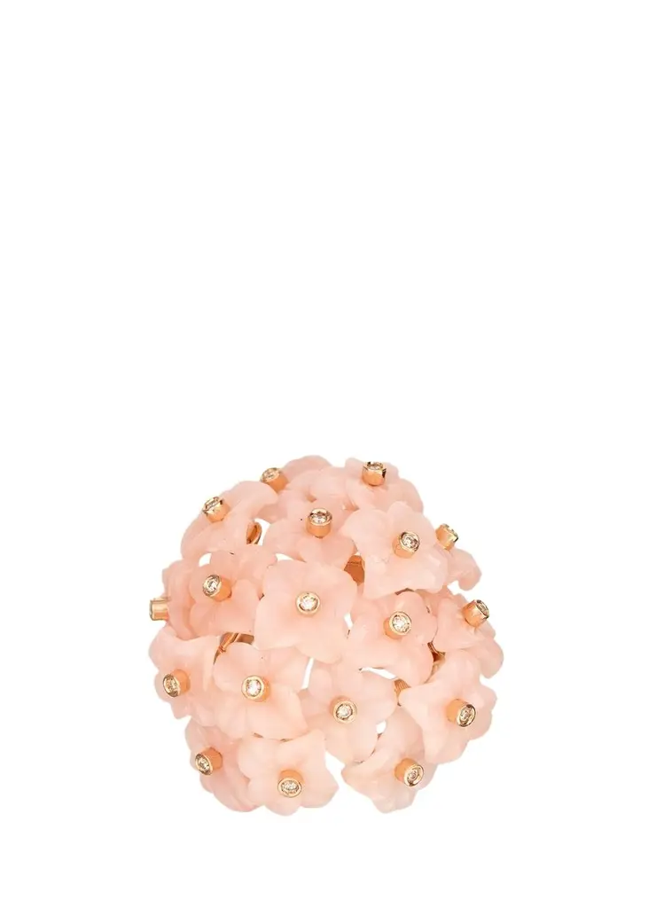 Silvia Furmanovich 18K Pink Opal Flower Ring with Diamonds