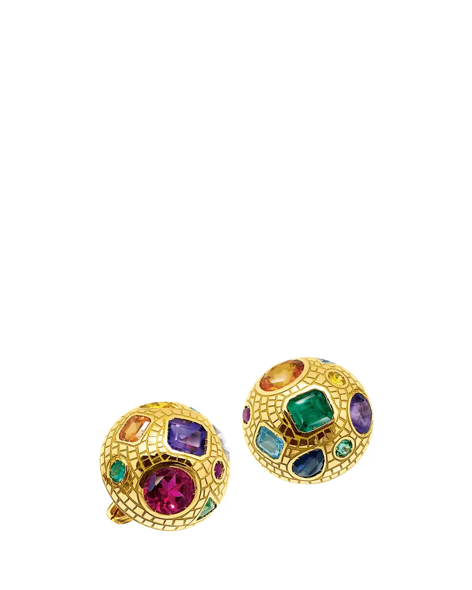 VERDURA 18K Yellow Gold Mosaic Fulco Clip-On Earrings | Thumbnail 2
