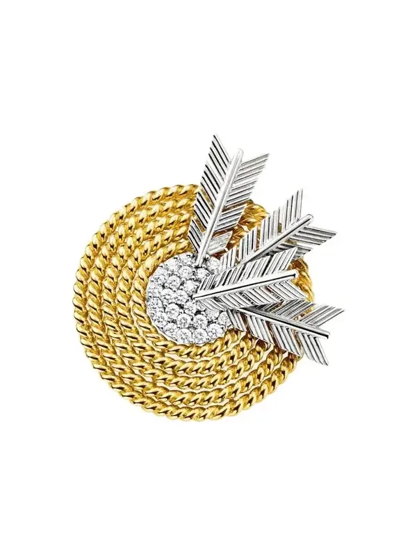 18K Gold and Platinum Diamond Target Brooch